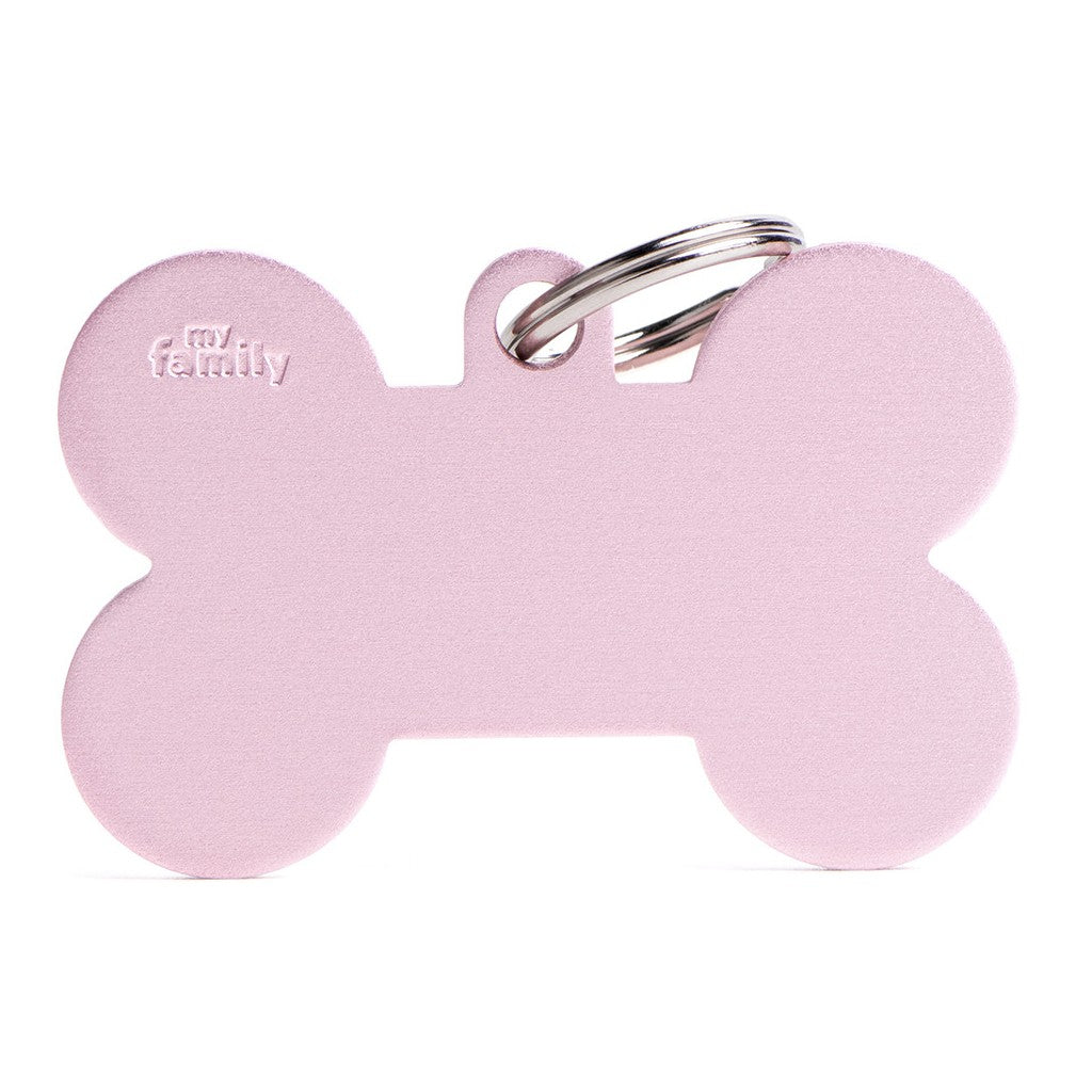 My Family ID Basic XL Aluminum Pink Bone ID Tag