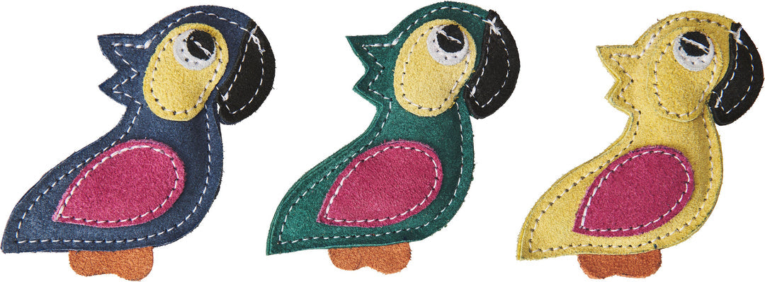 Spot Ethical Pet Dura-Fused Leather Parrot Catnip Cat Toy 3 in Assorted Single
