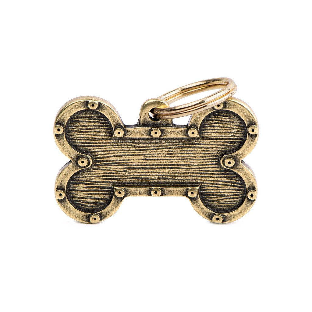 My Family ID Bronx Big Futuristic Bone ID Tag in English Brass