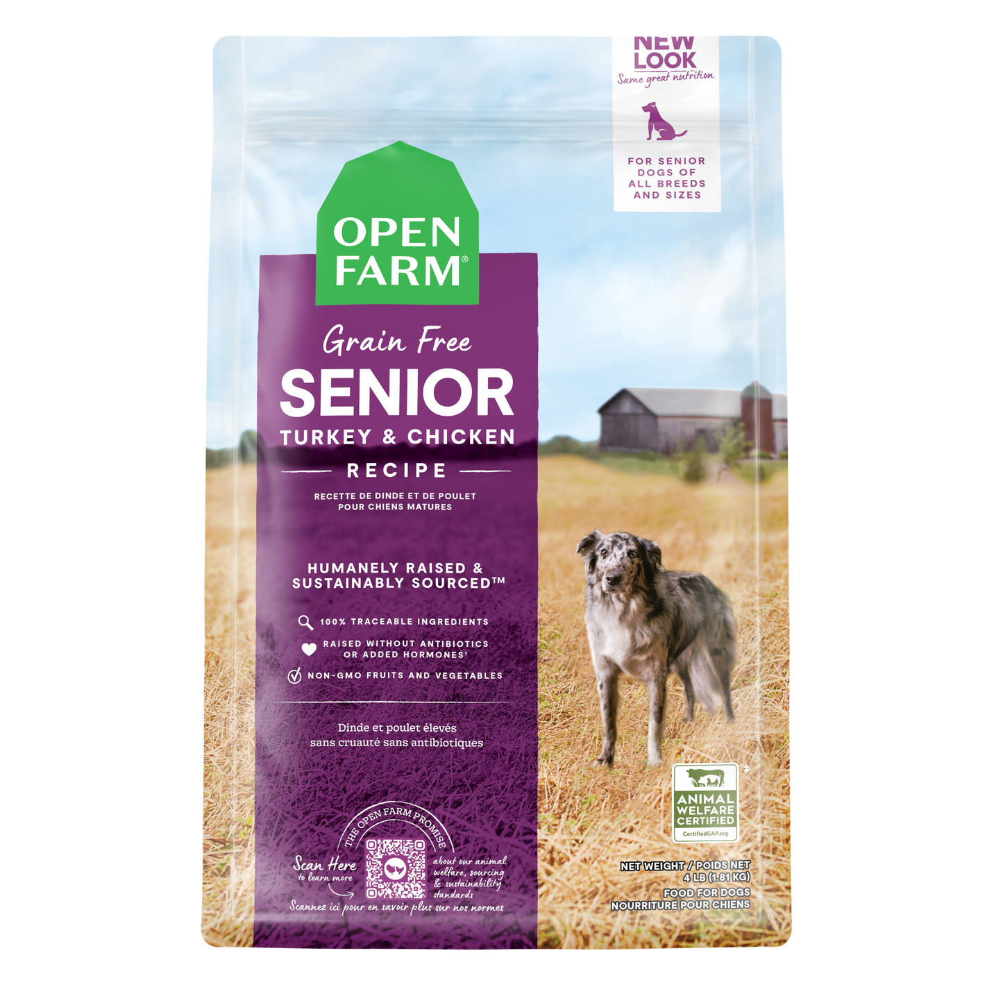 Open Farm Senior Recipe Grain Free Kibble For Dogs 22lb Bag