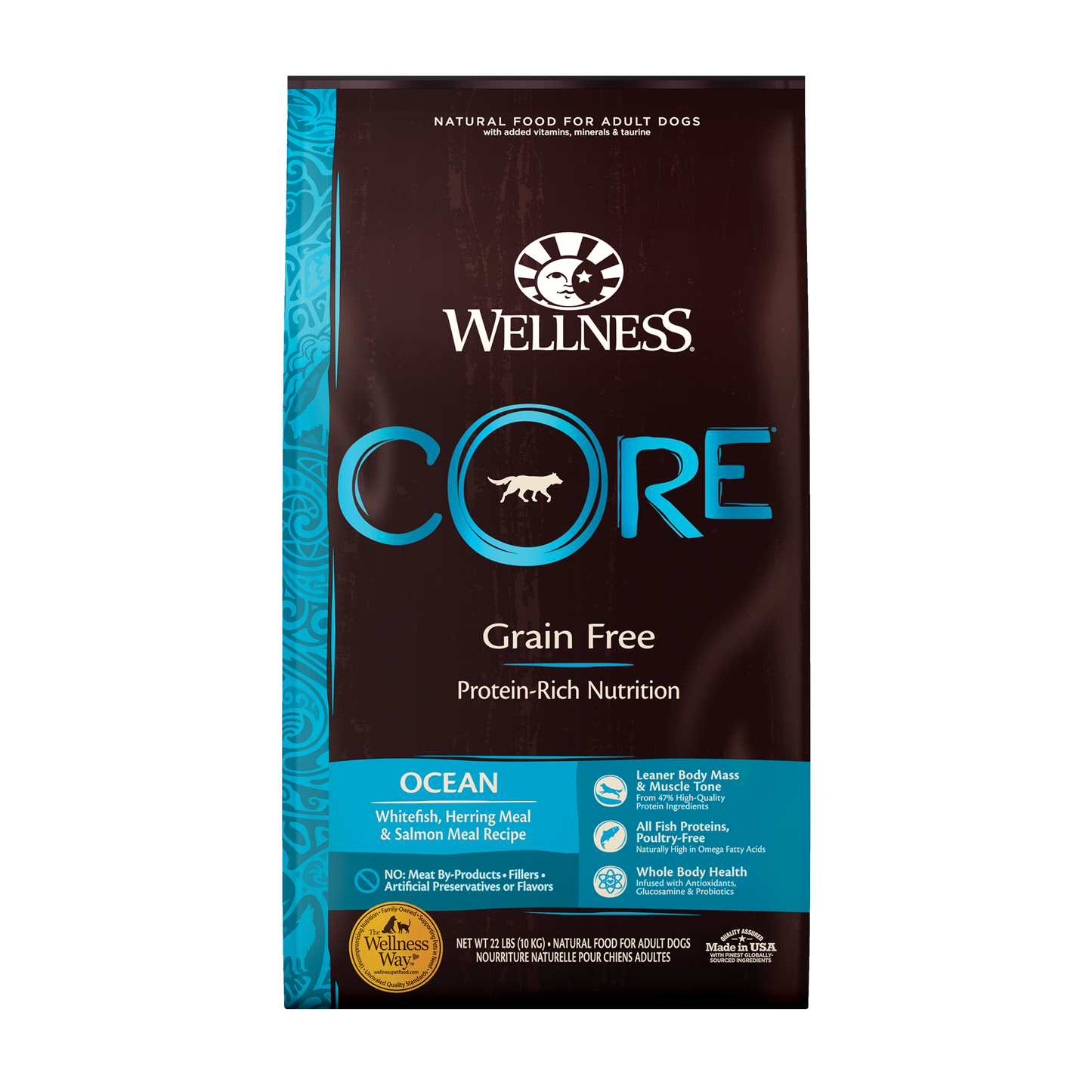 Wellness CORE Natural Grain Free Dry Dog Food Ocean Whitefish Herring & Salmon 22lb Bag