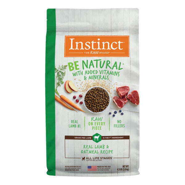 Instinct Be Natural Real Lamb & Oatmeal Recipe Dry Dog Food 4.5lb Bag