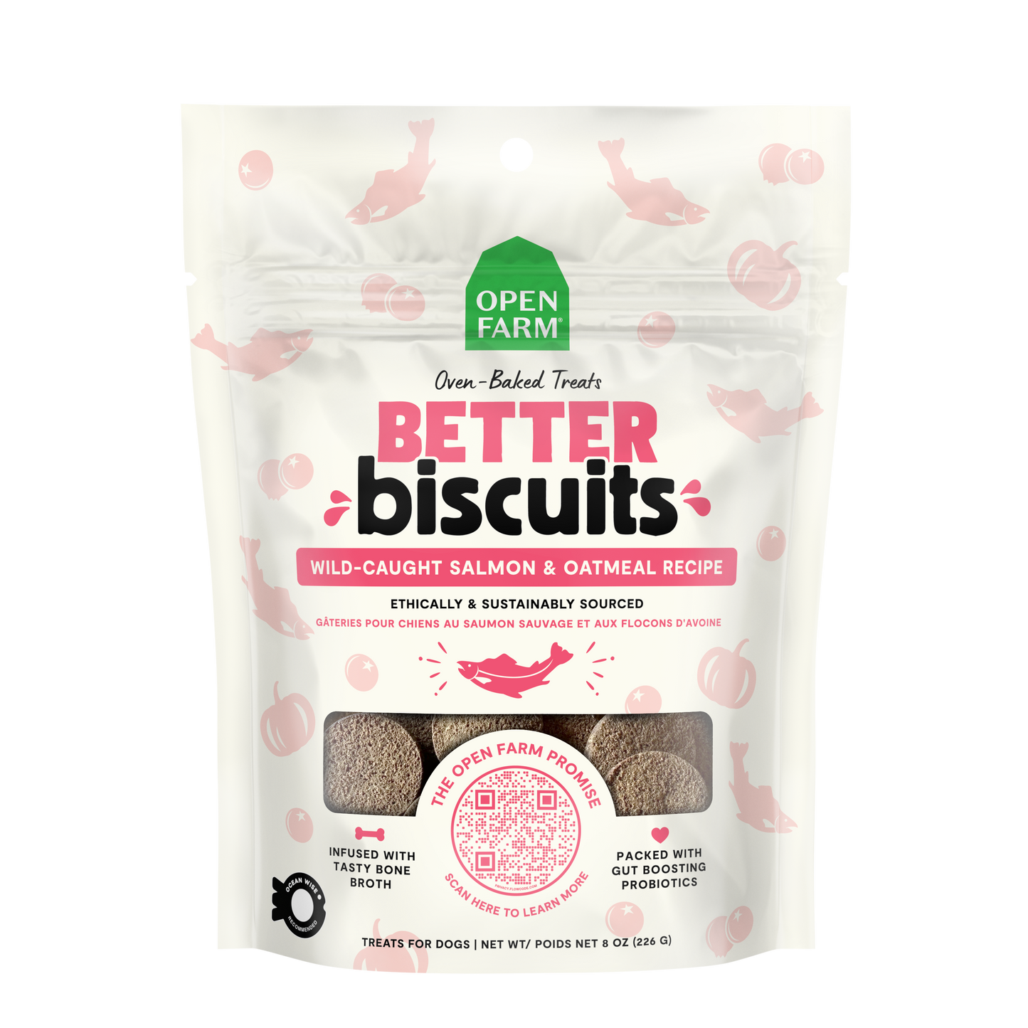 Open Farm Better Biscuits Wild-Caught Salmon Recipe Treats 8oz Bag