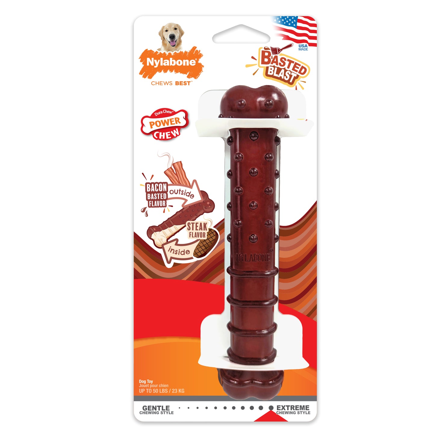 Nylabone Power Chew Basted Blast Dual Flavored Dog Chew Toys Large/Giant