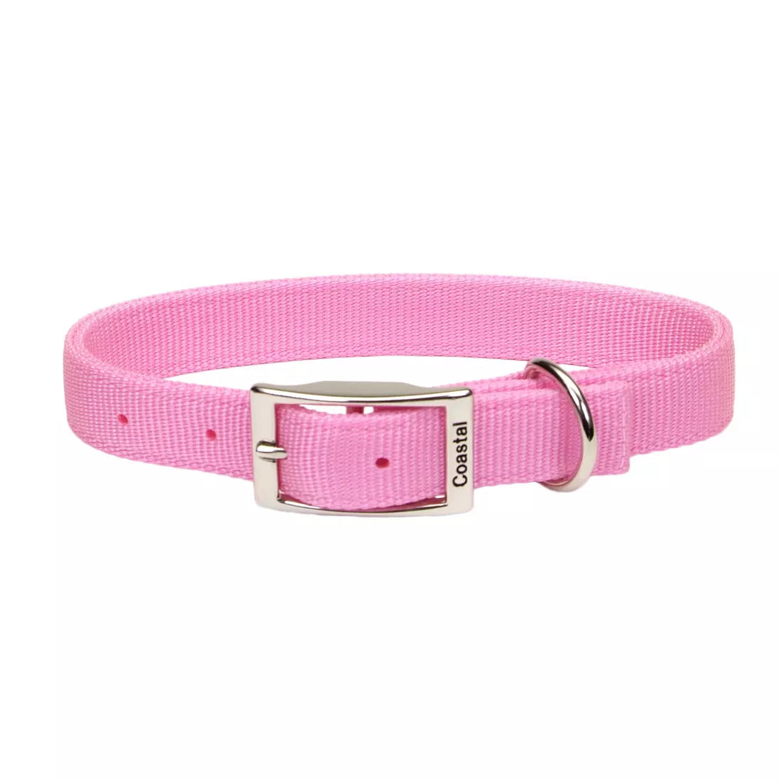 Coastal Double Ply 1in Wide 22in Dog Collar Bright Pink