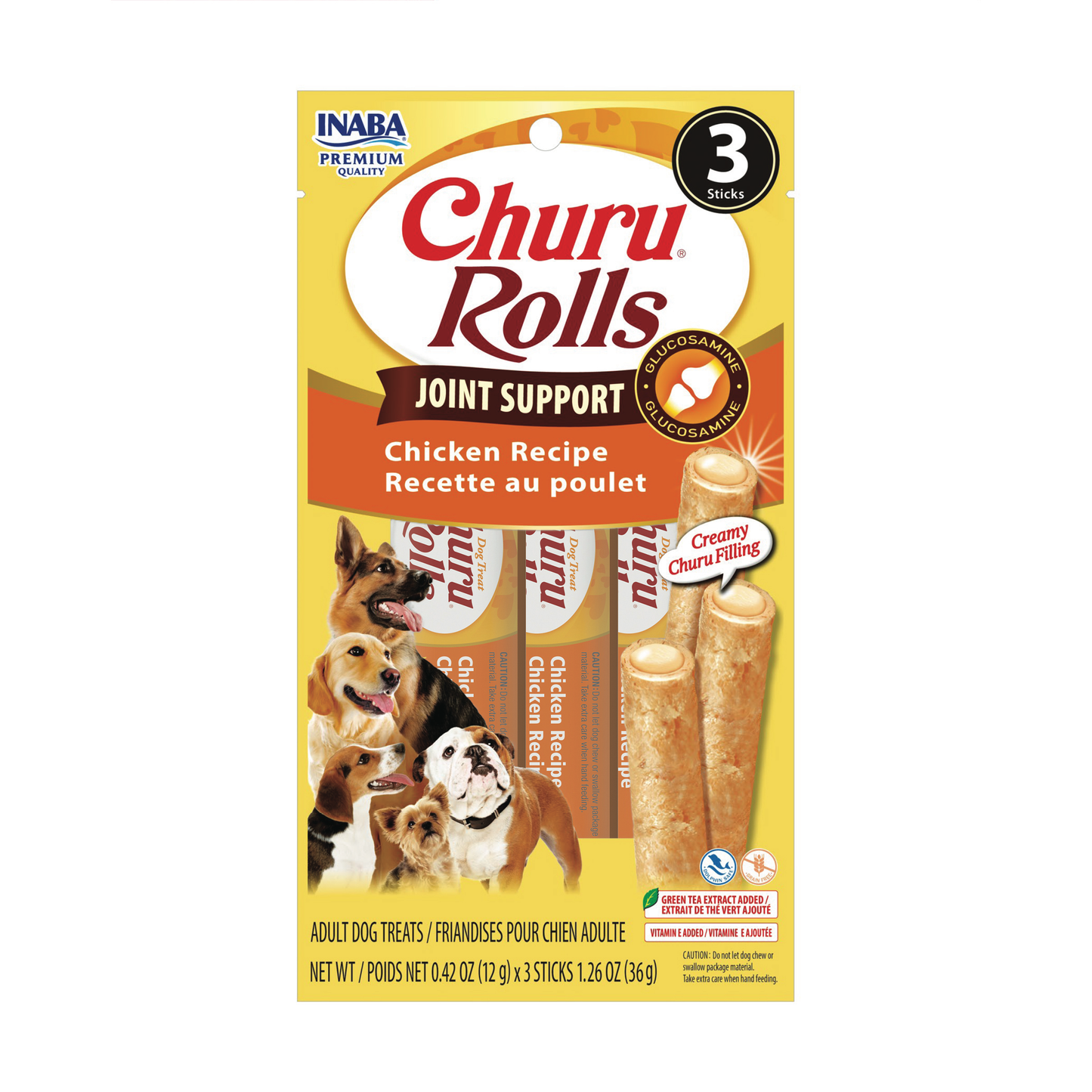 INABA Churu Bites Joint Support Dog Treats 0.42oz Chicken 3pk