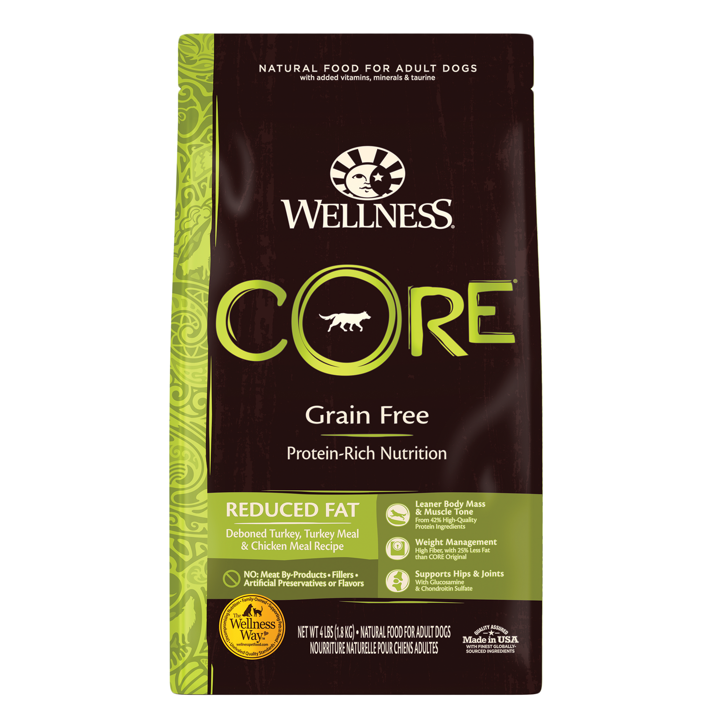 Wellness CORE Natural Grain Free Dry Dog Food Reduced Fat 4lb Bag
