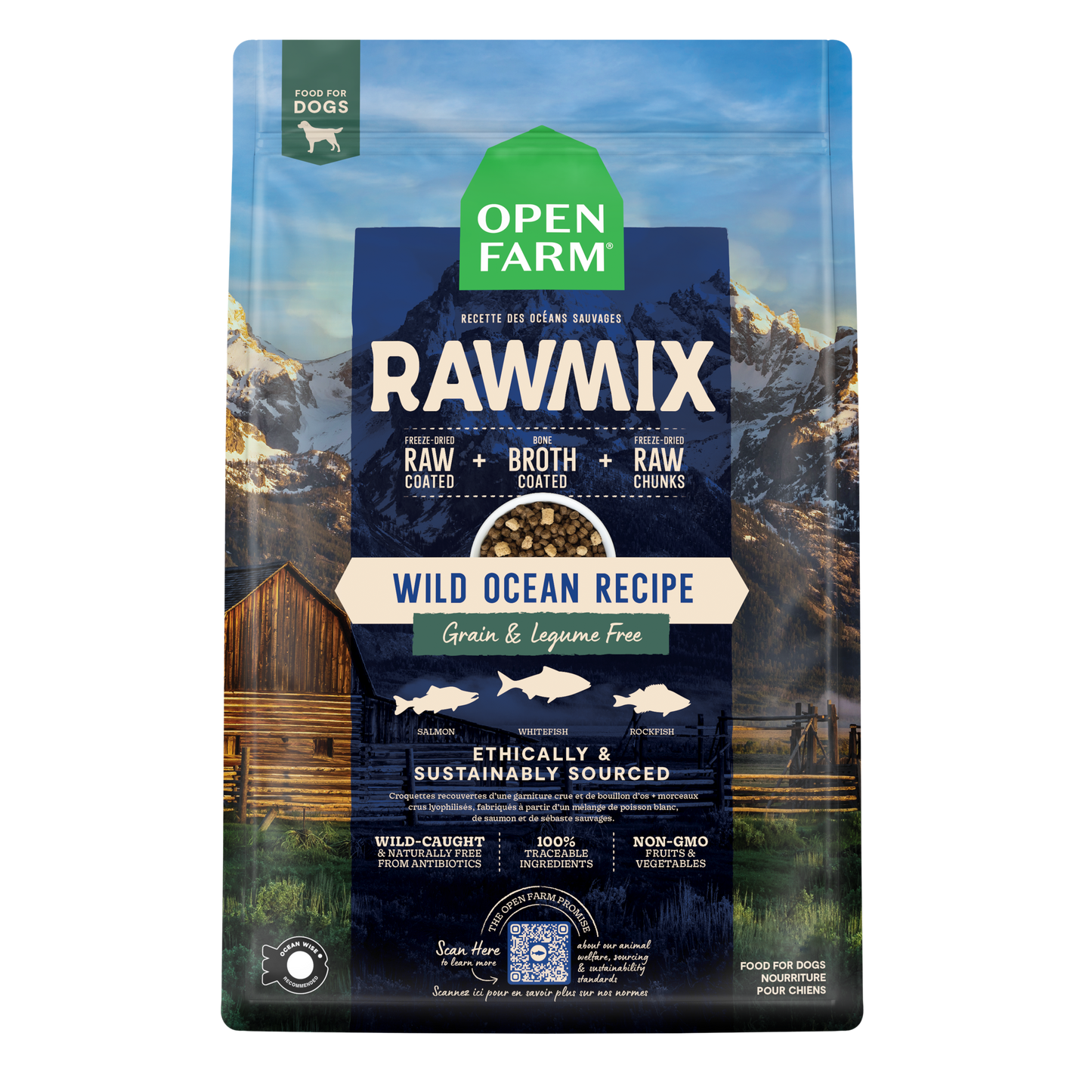 Open Farm Rawmix Wild Ocean Grain Free Kibble For Dogs 20lb Bag