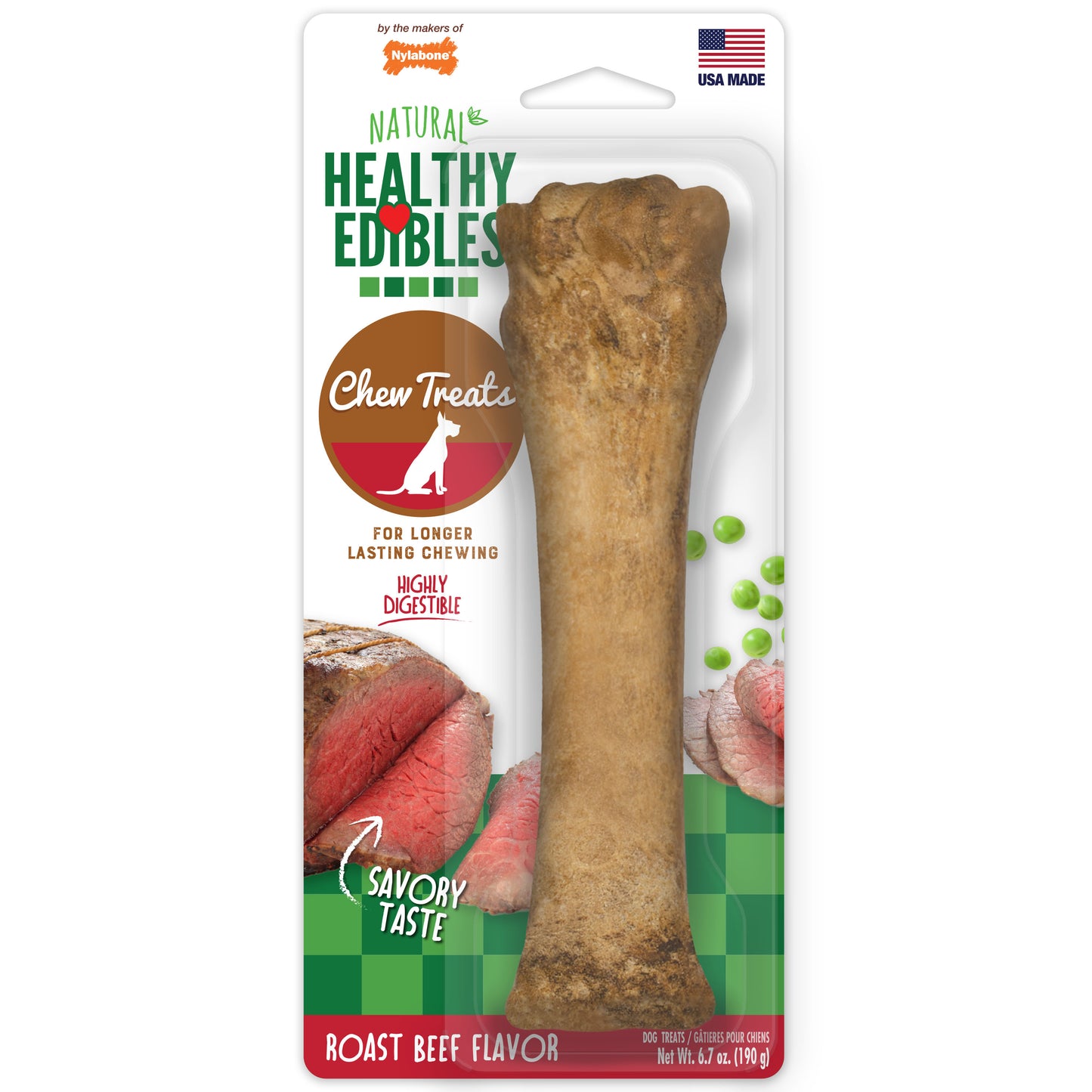Nylabone Healthy Edibles All-Natural Long Lasting Roast Beef Dog Chew Treats X-Large/Souper