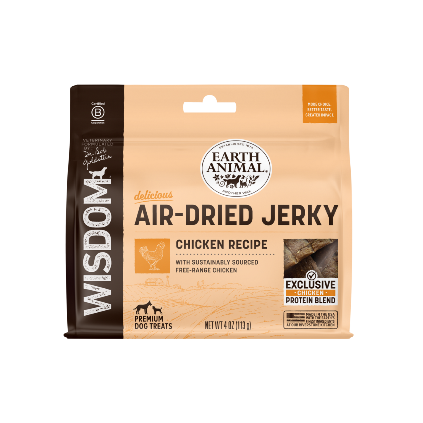 Earth Animal Wisdom Air-Dried Chicken Jerky 4oz