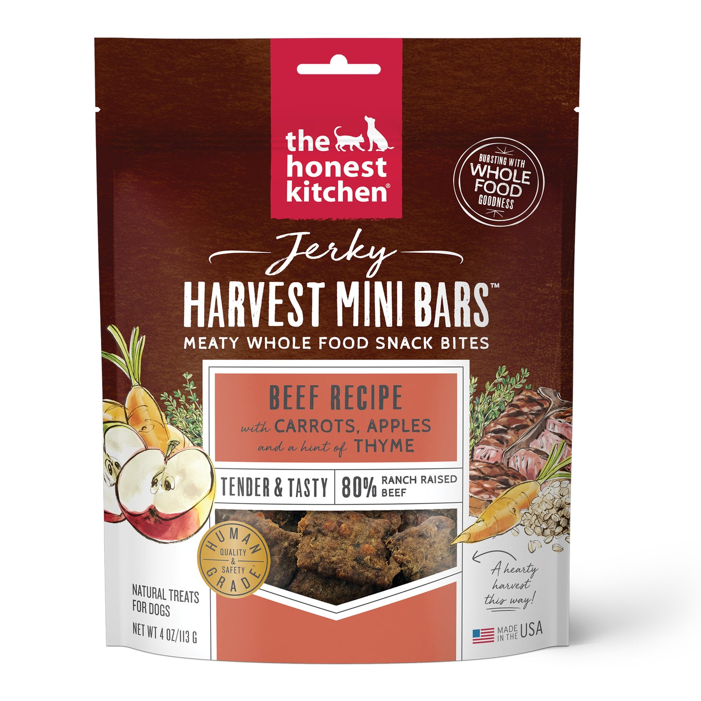 The Honest Kitchen Jerky Harvest Mini Bars: Beef Recipe With Carrots & Apples, 4oz