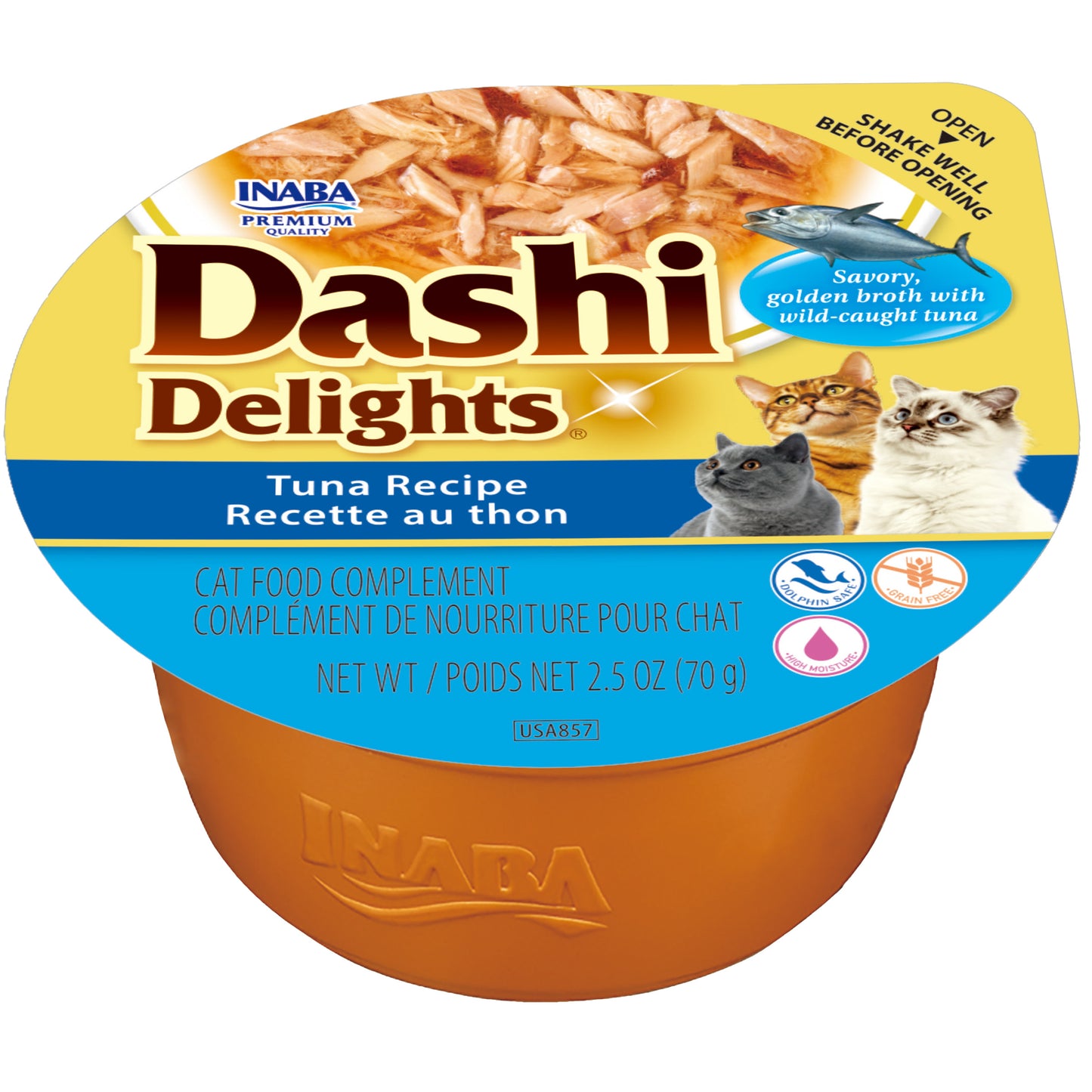 INABA Dashi Delights for Cats, Shredded Tuna with Bonito Flake Broth, 2.5oz Cup, Tuna Recipe