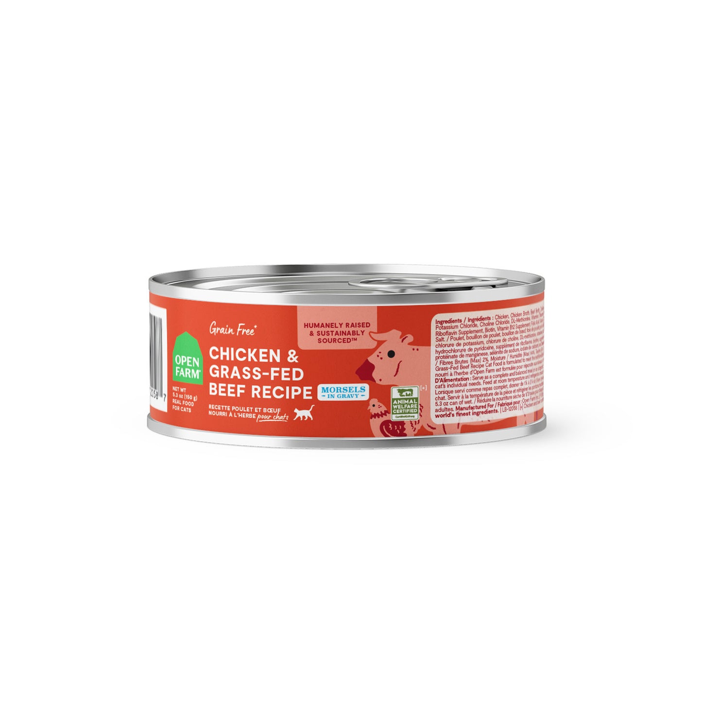 Open Farm Chicken & Grass-Fed Beef Morsels in Gravy for Cats 5.3 oz