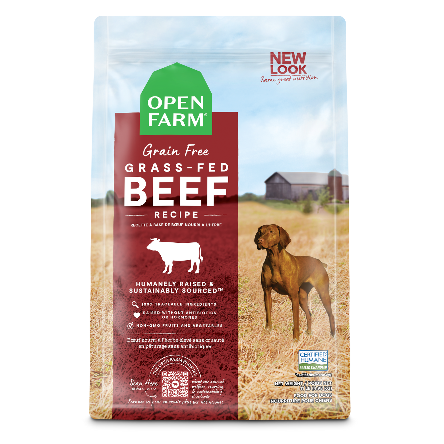 Open Farm Grass-Fed Beef Grain Free Kibble For Dogs 4lb Bag