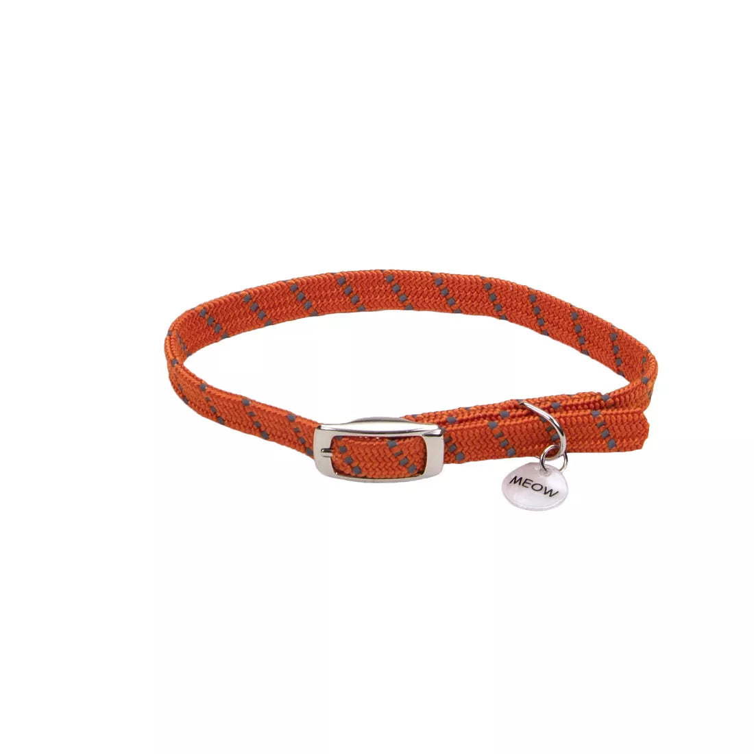 Coastal Elasta Cat 3/8in Wide 10in Reflective Safety Stretch Collar with Reflective Charm Orange