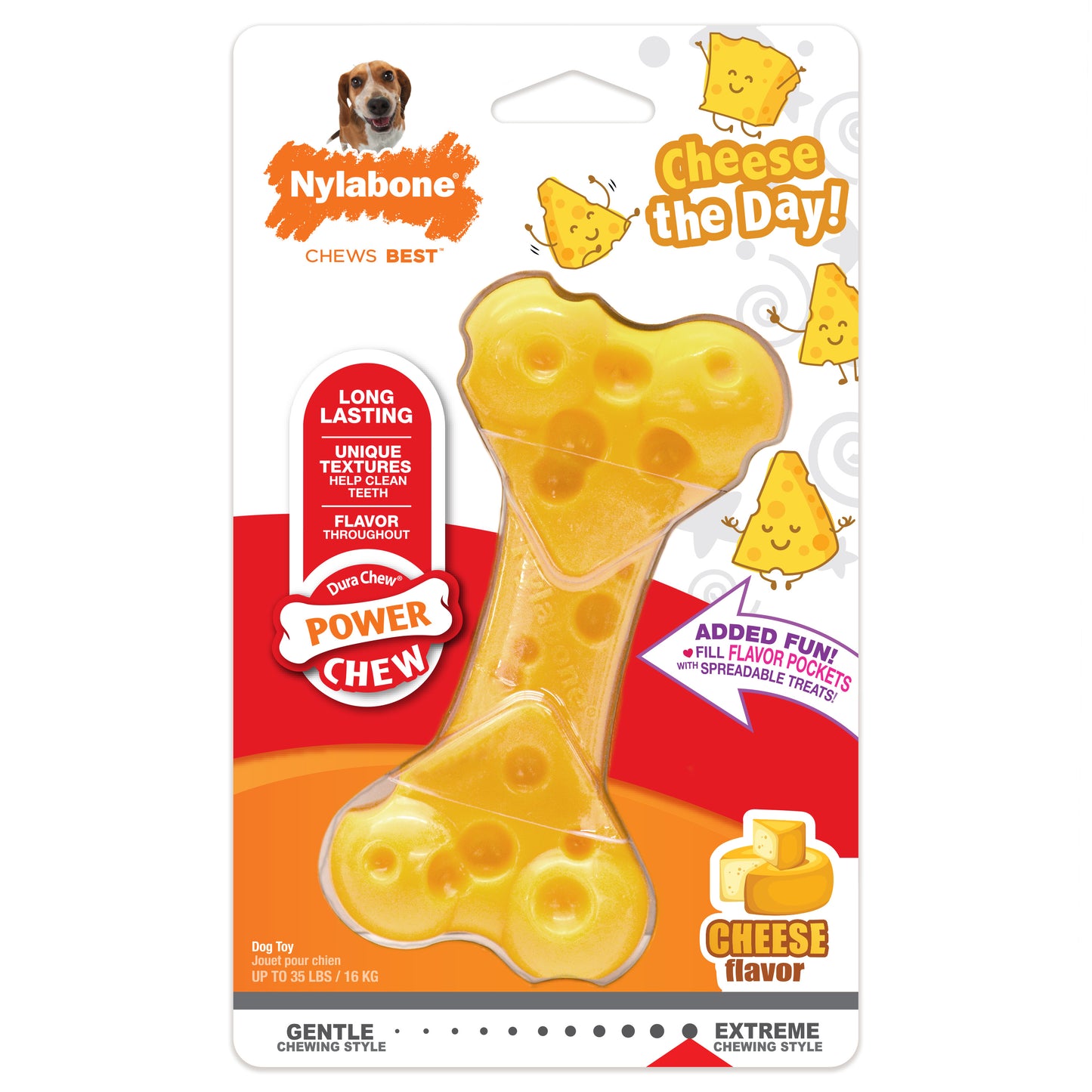 Nylabone Power Chew Cheese Dog Toy Cheese Medium/Wolf