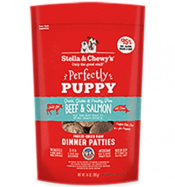 Stella & Chewy's Perfectly Puppy Freeze Dried Raw Beef and Salmon Dinner Patties Grain Free Dog Food 5.5oz
