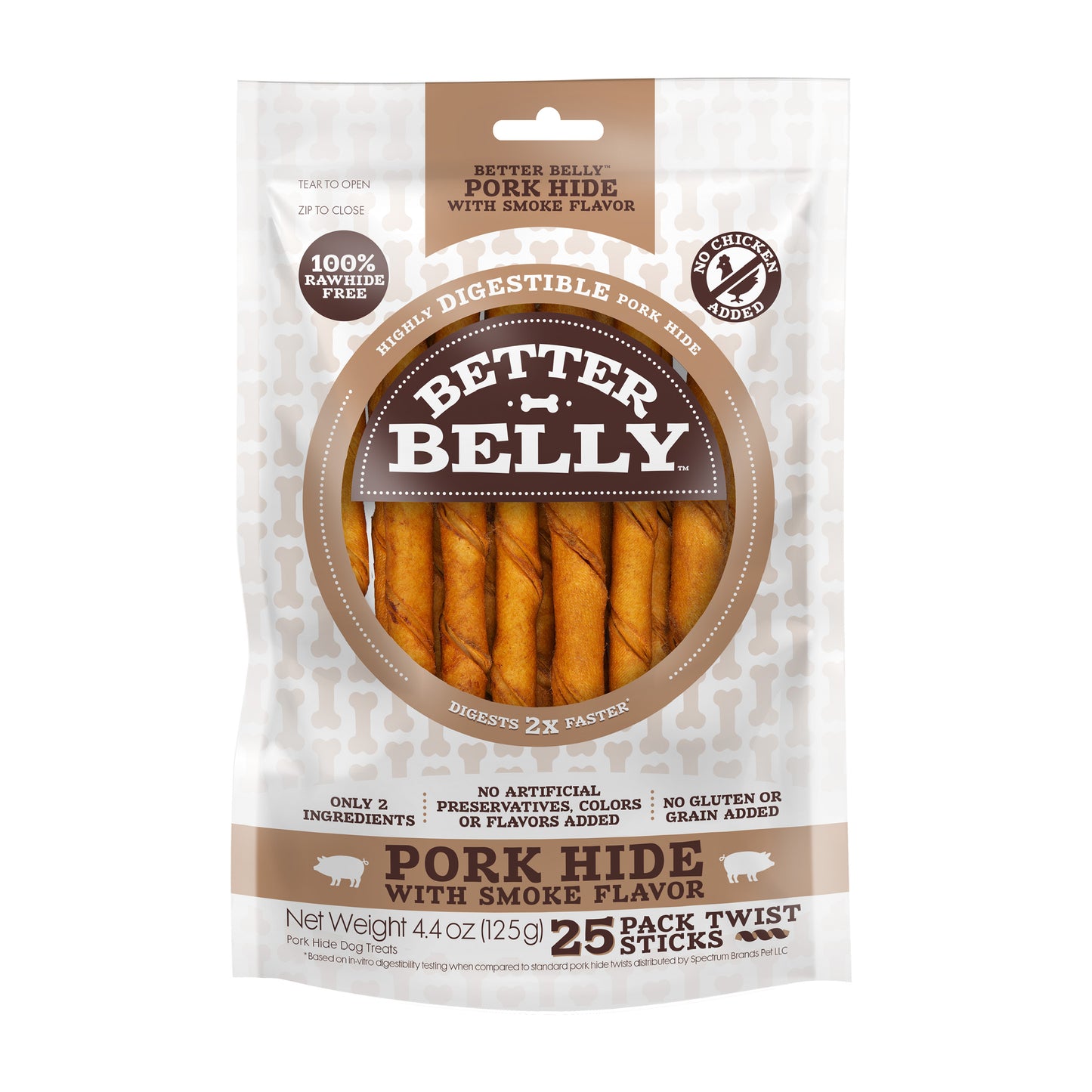 Better Belly Pork Hide Twists With Smoke Flavor for Dogs 25 ct