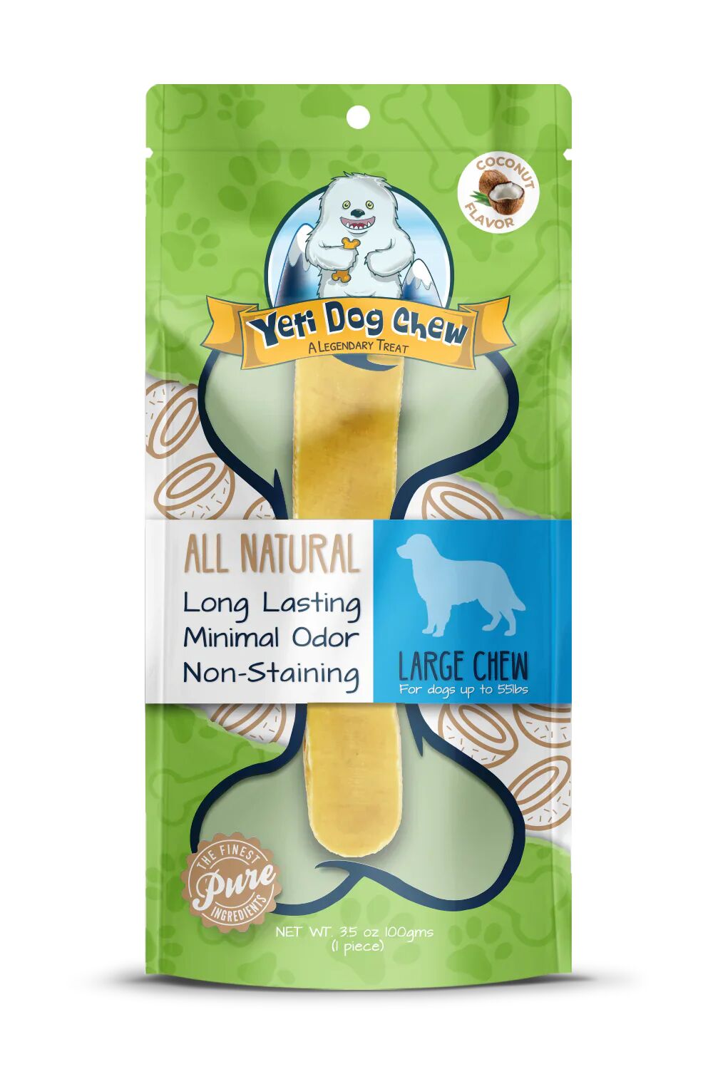 Yeti Natural Coconut Flavor Dog Chew Large 3.5 oz