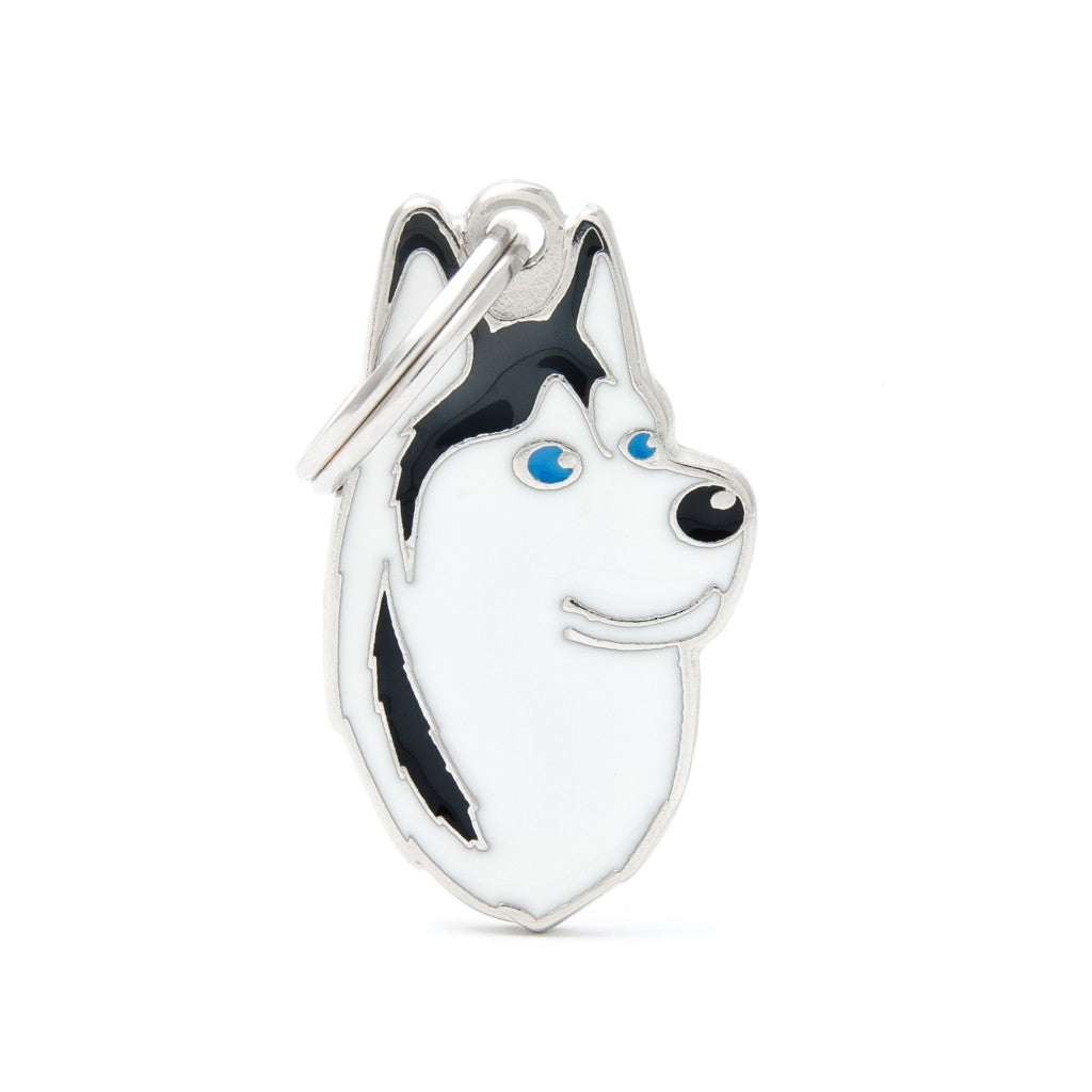 My Family ID Friends Black and White Siberian Husky ID Tag