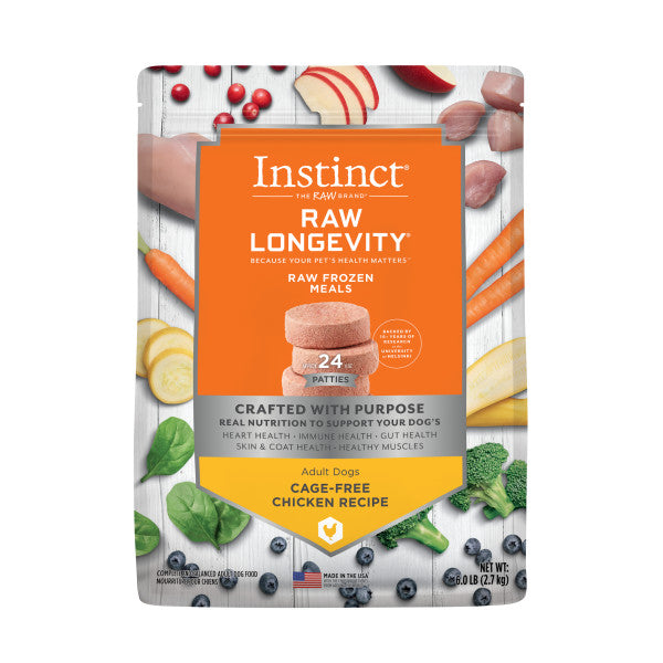 Instinct® Raw Longevity™ Raw Frozen Meals Cage-Free Chicken Recipe for Dogs 6lb Bag