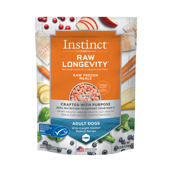 Instinct® Raw Longevity™ Raw Frozen Meals Wild-Caught Alaskan Pollock Recipe for Dogs 4lb Bag