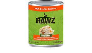 Rawz Hunks in Broth for Dogs -Chicken,New Zeal Green Mussels 14oz