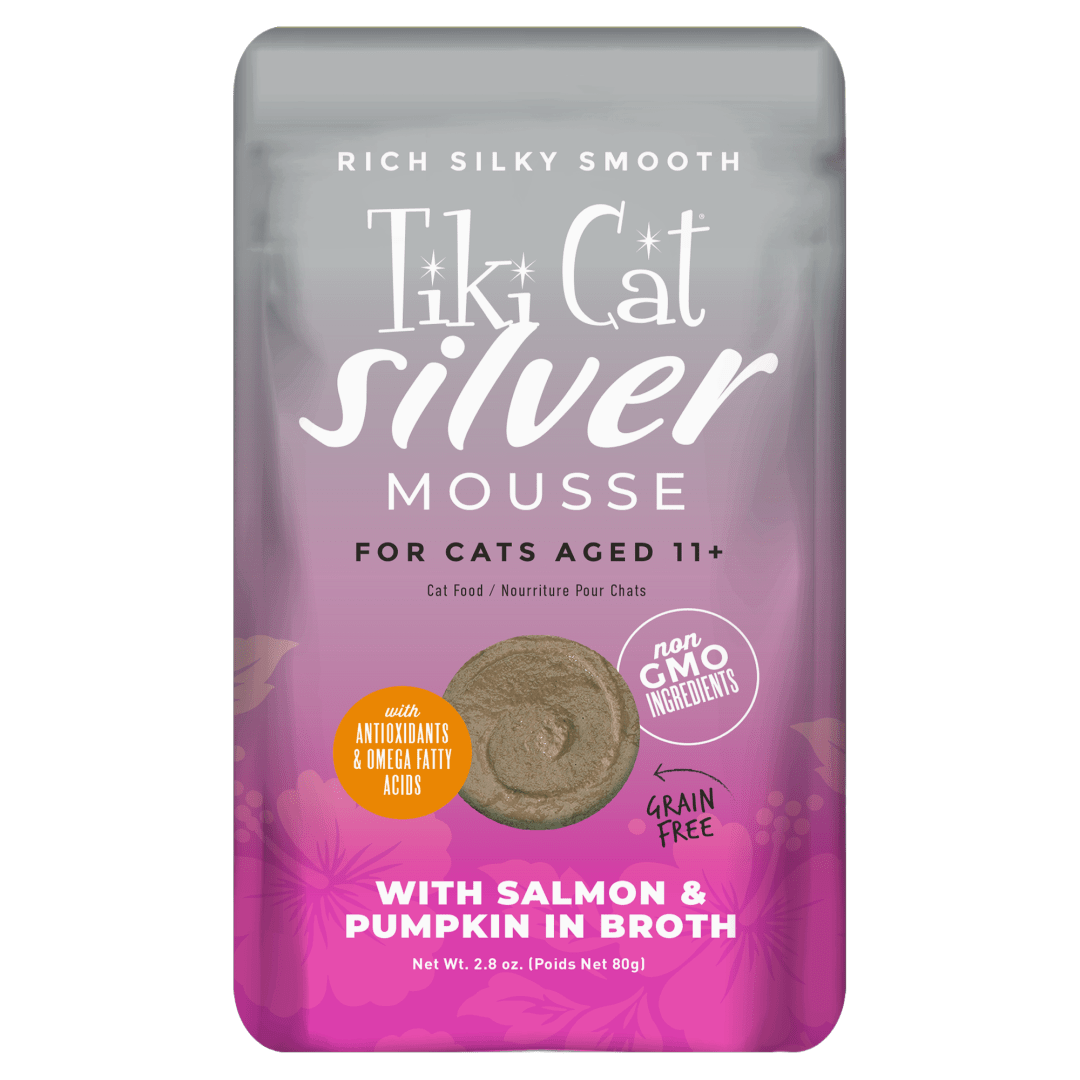 Tiki Cat Silver Mousse Wet Cat Food for Senior Cats Salmon & Pumpkin 2.8oz Pouch