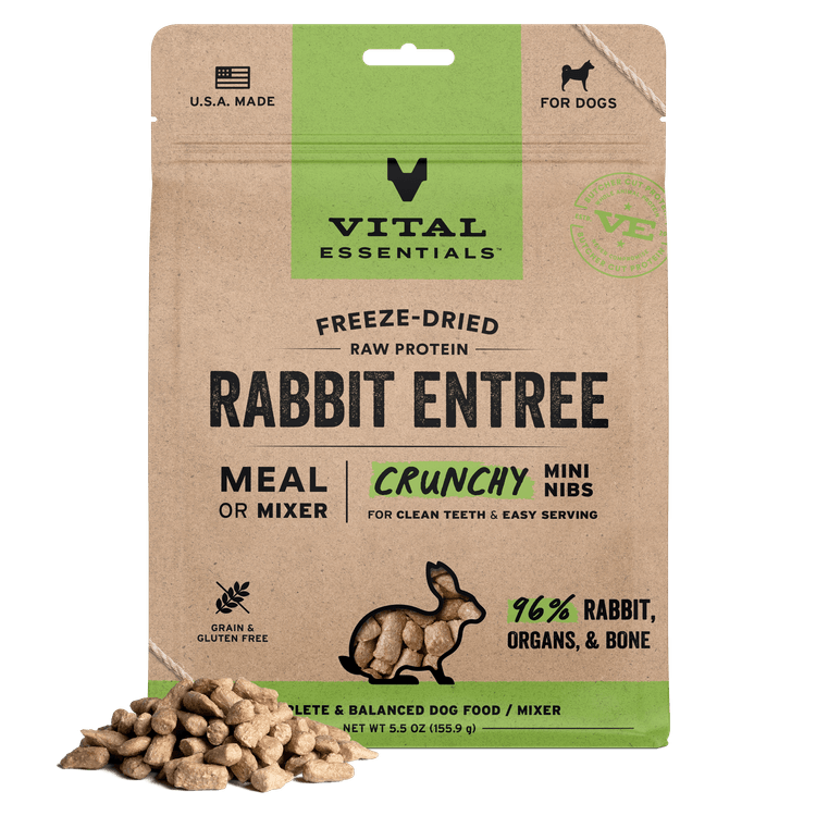 Vital Essentials Freeze-Dried Raw Rabbit Mini Nibs Dog Food, 14 oz