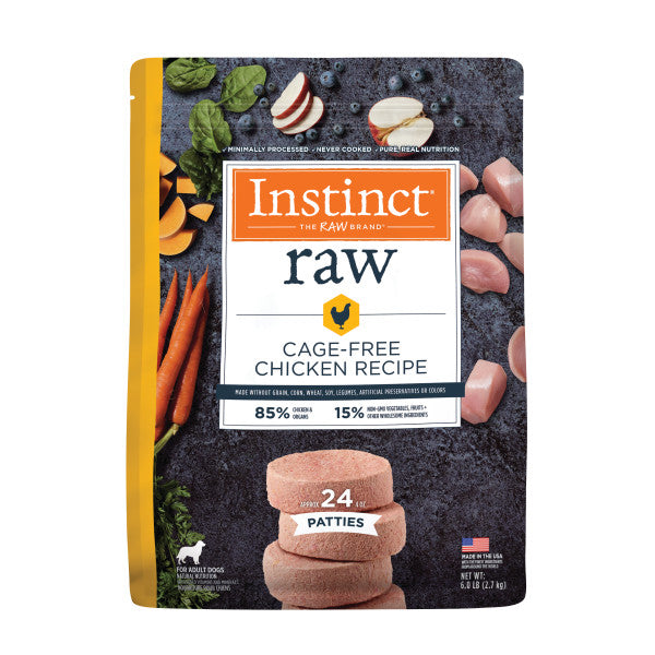Instinct Frozen Raw Patties Grain-Free Cage-Free Chicken Recipe Dog Fo –  Benson's Pet Center