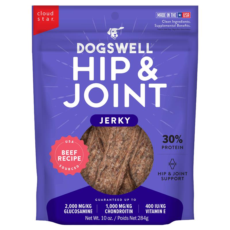 Dogswell Hip & Joint Jerky Dog Treats, Beef, 10 oz. Pouch