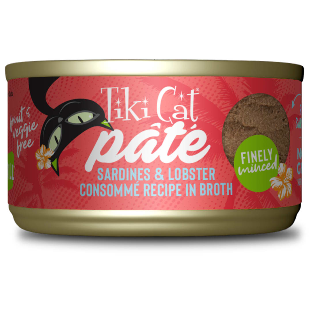 Tiki Cat Grill Pâté Wet Cat Food Sardines & Lobster Consommé 2.8oz Can