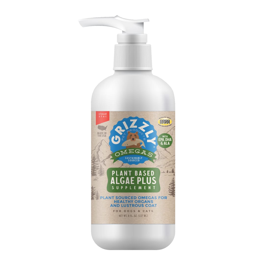 Grizzly Algal Plus Omega 3-6-9 Food Supplement for Dogs and Cats, 8 Ounce Bottle