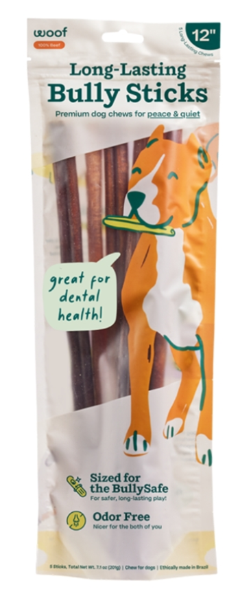 Woof Dog Bullysafe Bully Stick Chews 12in 5pk