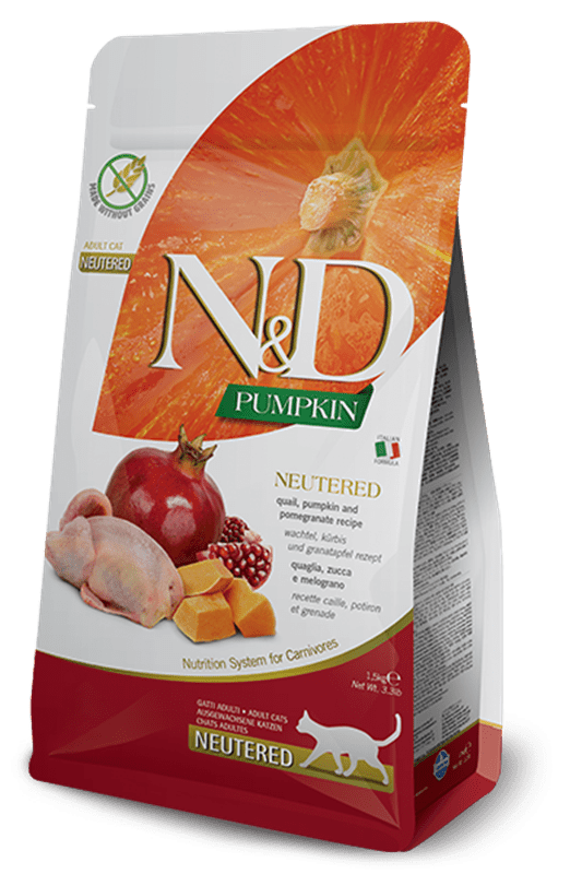 Farmina N&D Pumpkin: Quail & Pomegranate Dry Food for Neutered Adult Cats 3.3lb