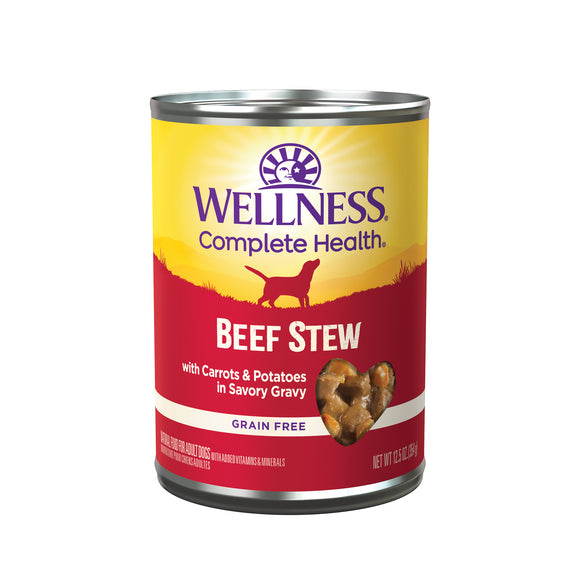 Wellness Thick & Chunky Natural Grain Free Canned Dog Food Beef Stew 12.5oz Can
