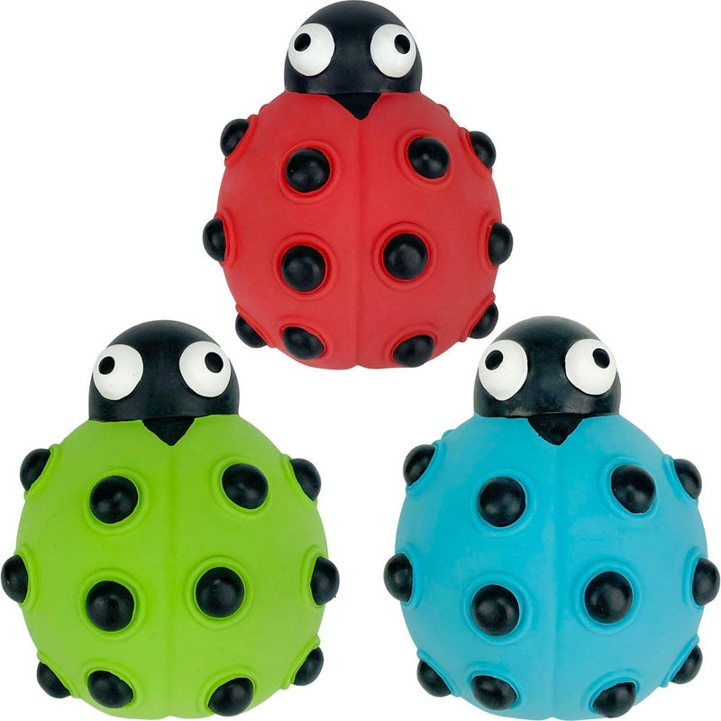 Multipet Look Who’S Poppin’ Ladybug Latex Squeak Dog Toy Assorted Single