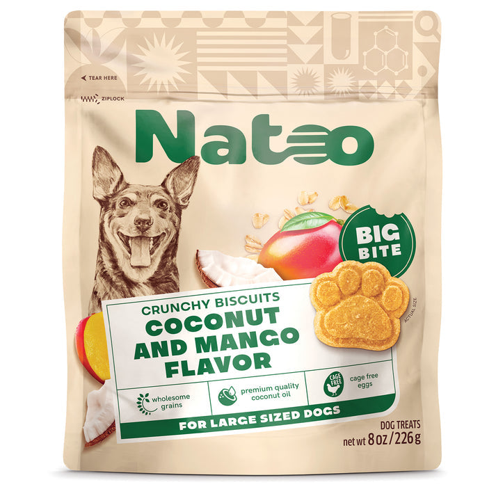 Natoo Crunchy Biscuits Coconut And Mango Flavor Big Bite 8oz