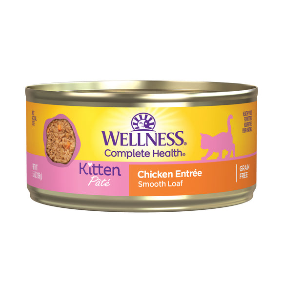 Wellness Complete Health Kitten Canned Wet Cat Food Chicken Entree Recipe 5.5 oz Can Pack of 24