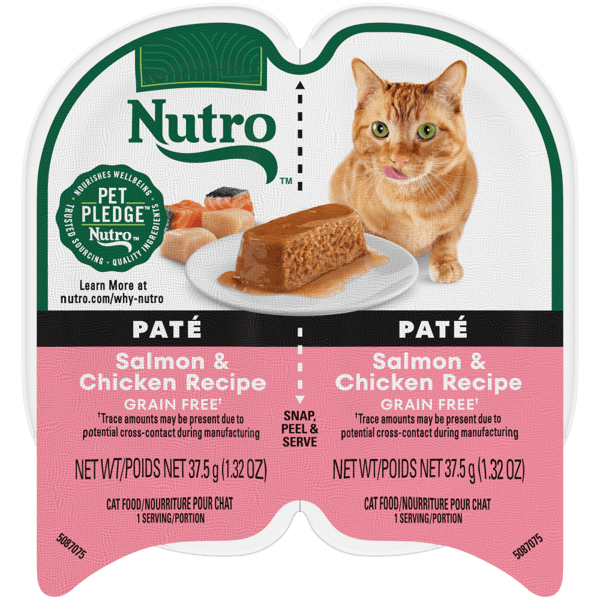 Nutro Wet Cat Food 2.6oz portion cup Salmon & Chicken Recipe Paté