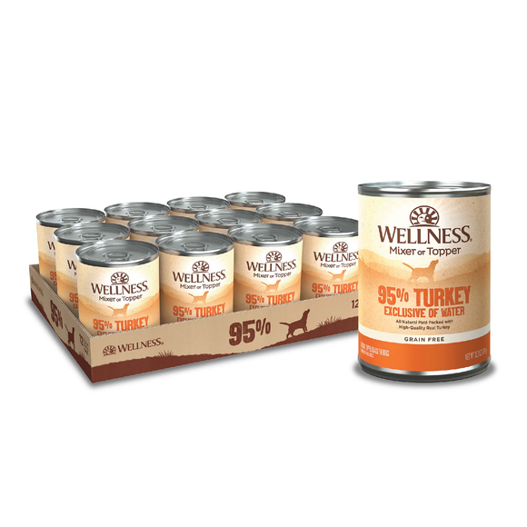 Wellness 95% Turkey Natural Wet Grain Free Canned Dog Food 13.2oz Can