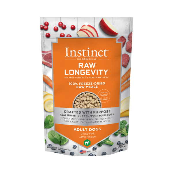 Instinct® Raw Longevity™ 100% Freeze-Dried Raw Meals Grass-Fed Lamb Recipe for Dogs 9.5oz Bag
