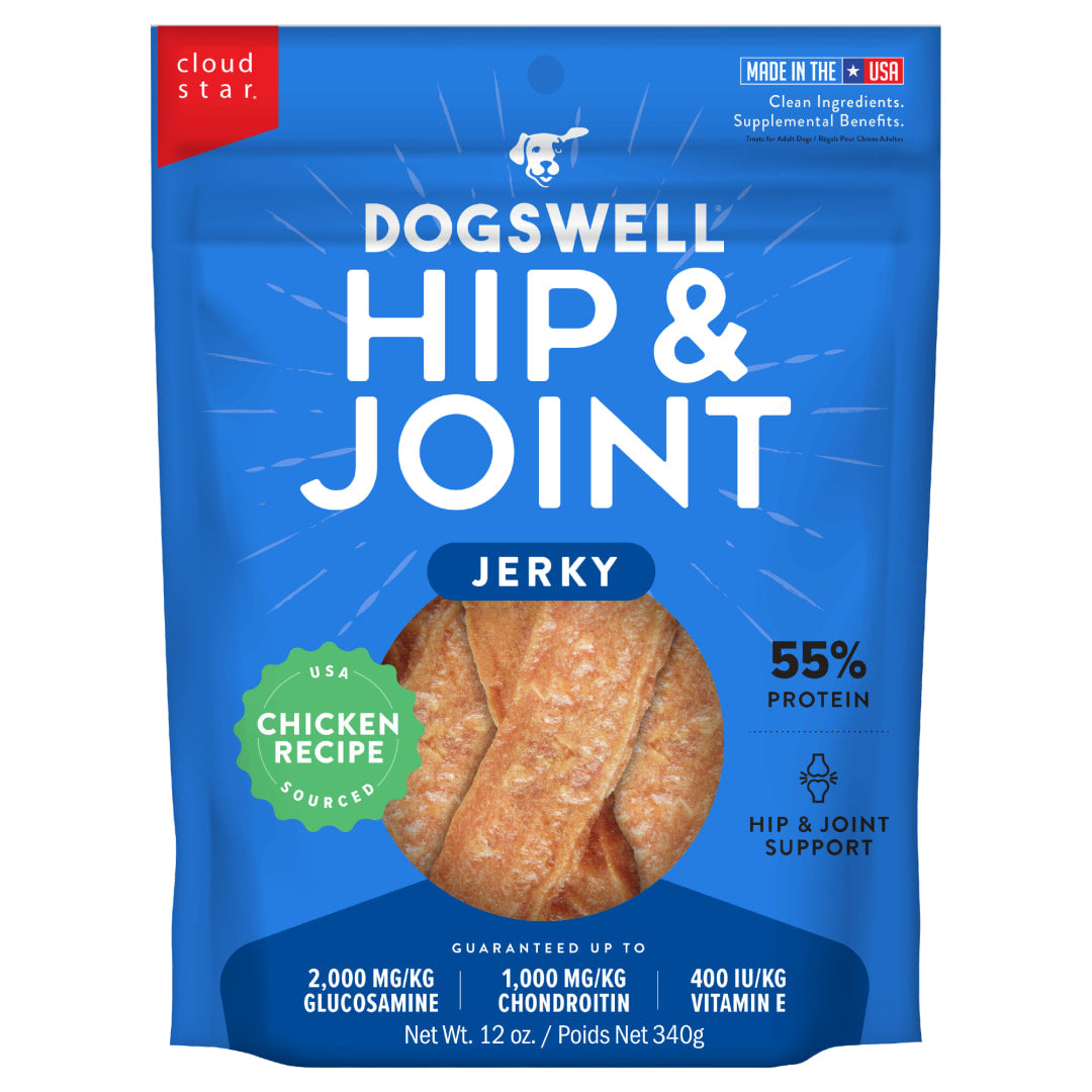 Dogswell Hip & Joint Jerky Dog Treats, Chicken, 12 oz. Pouch