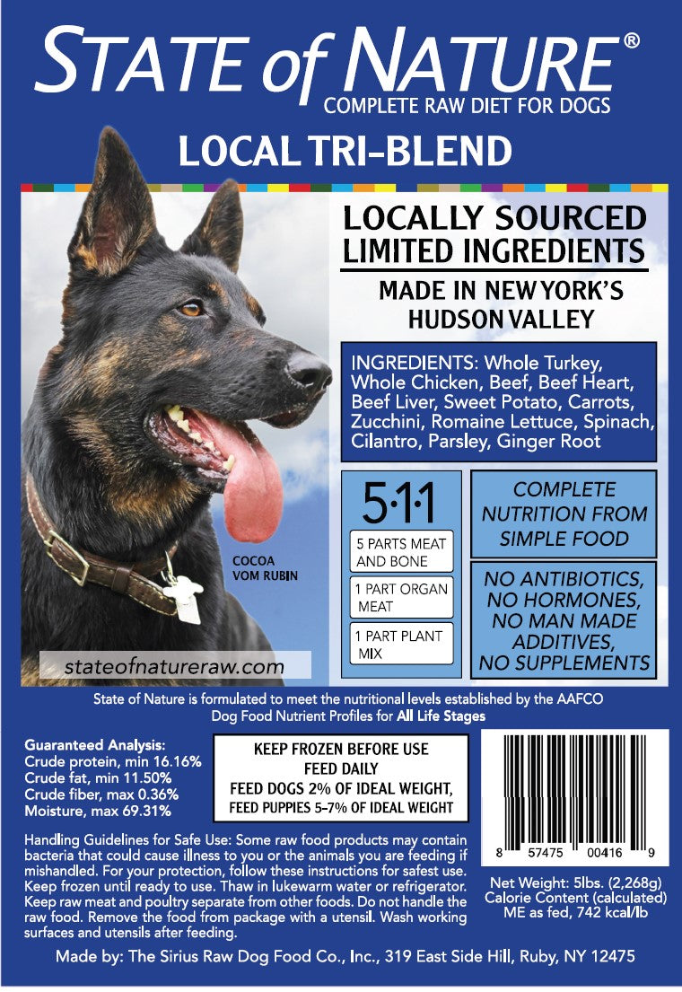 Sirius State of Nature Complete Dog Dinner 5lb Triblend Turkey Chicken Beef