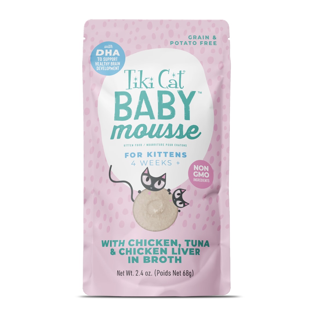 Tiki Cat Baby Mousse Wet Cat Food, Chicken, Tuna & Chicken Liver, 2.4 oz. Pouch