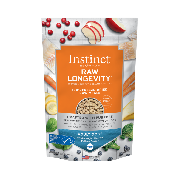 Instinct® Raw Longevity™ 100% Freeze-Dried Raw Meals Wild-Caught Alaskan Pollock Recipe for Dogs 9.5oz Bag