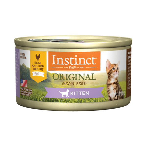 Instinct Original Kitten Grain-Free Pate Real Chicken Recipe Canned Cat Food 3oz Can