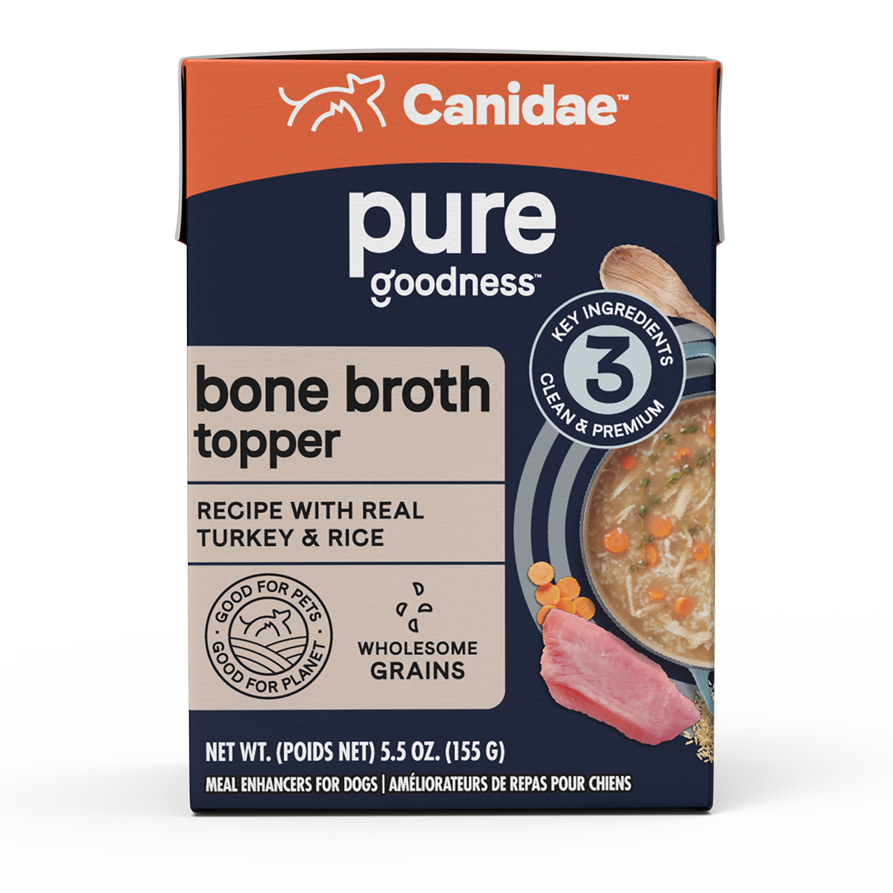Canidae PURE Goodness Bone Broth Meal Topper Turkey & Rice, 5.5oz