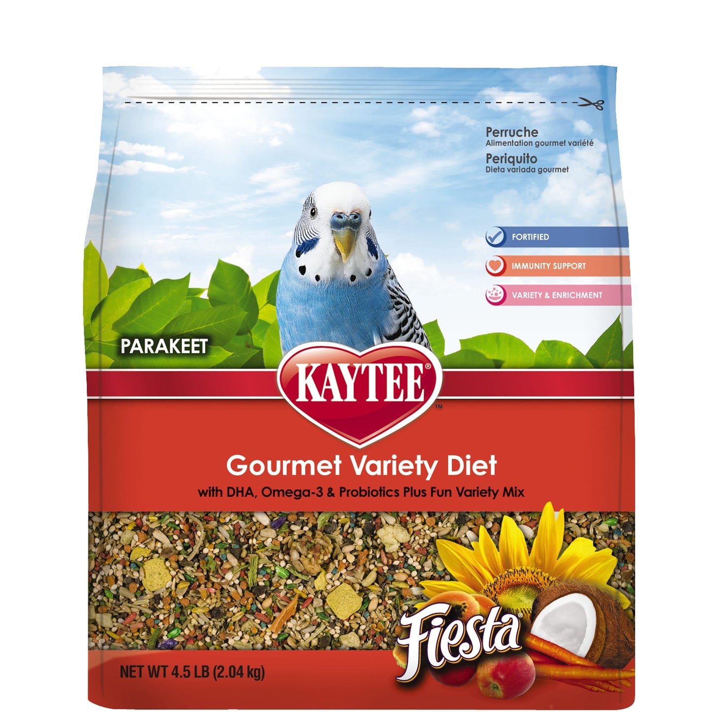 Kaytee Fiesta Parakeet Food 4.5 lb Fortified Gourmet Diet