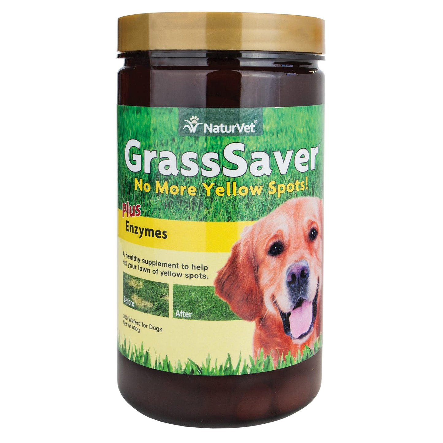 NaturVet GrassSaver Plus Enzymes for Dogs 300 Chewable Wafers